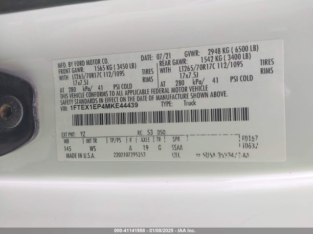 Ford F-150 Xl 2021 1FTEX1EP4MKE44439 Image 9