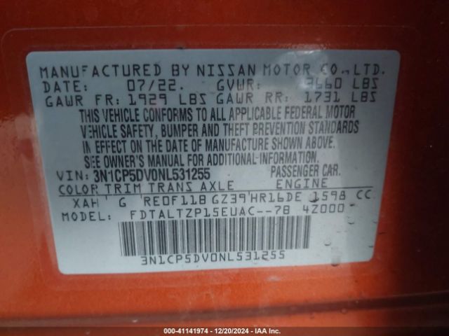 3N1CP5DV0NL531255 Nissan Kicks Sr Xtronic Cvt