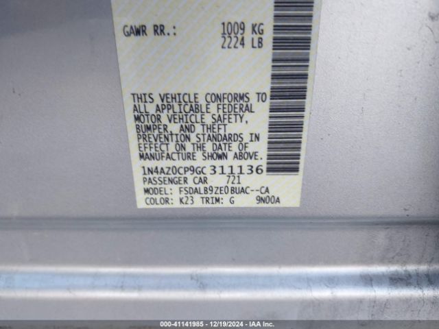 1N4AZ0CP9GC311136 Nissan LEAF S