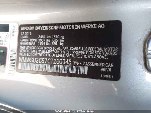 2012 MINI COOPER WMWSU3C57CT260045 Photo 8