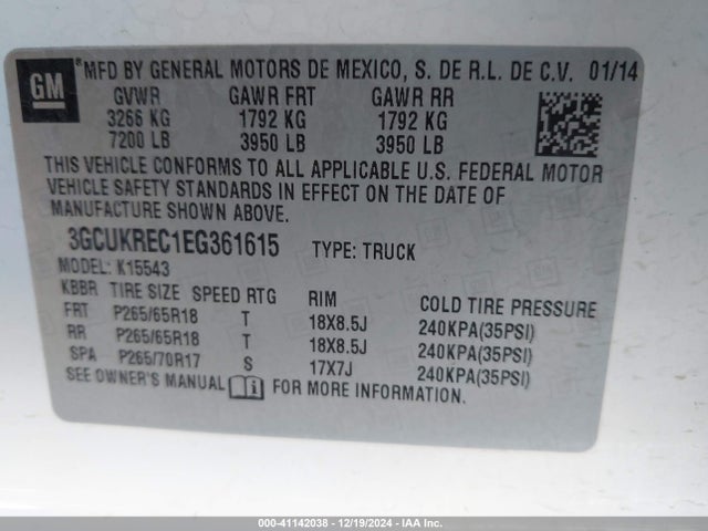Chevrolet Silverado 1500 1lt 2014 3GCUKREC1EG361615 Image 9