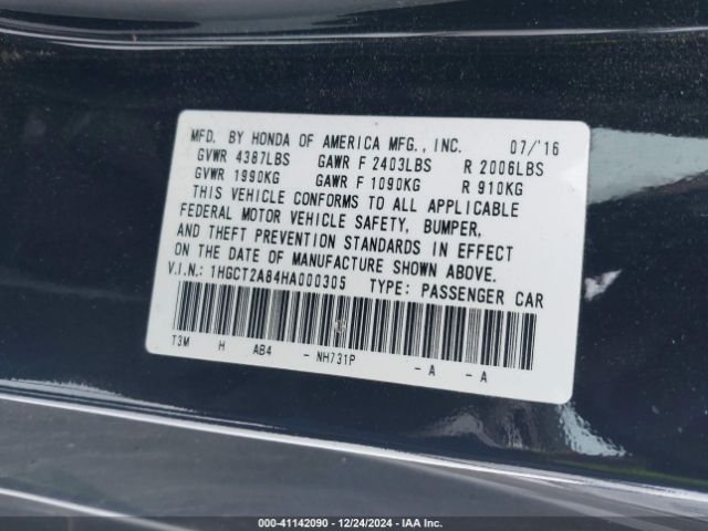 1HGCT2A84HA000305 Honda Accord Ex-l V6