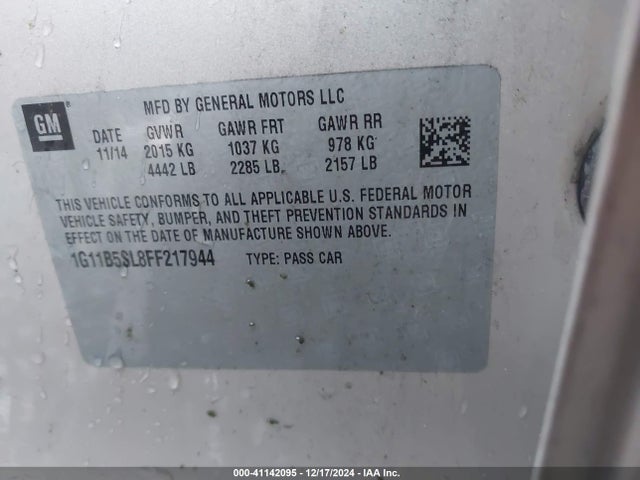 Chevrolet MALIBU LS 2015 1G11B5SL8FF217944 Image 9