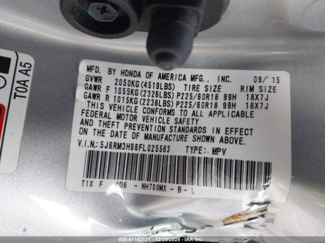5J6RM3H96FL025583 Honda Cr-v Touring