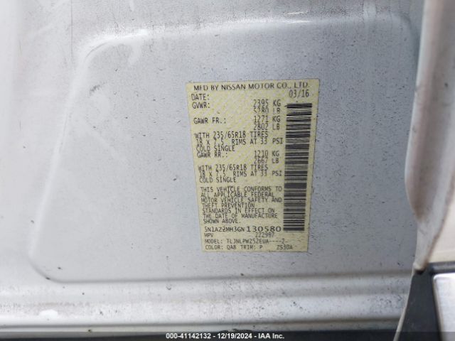 5N1AZ2MH3GN130580 Nissan MURANO S