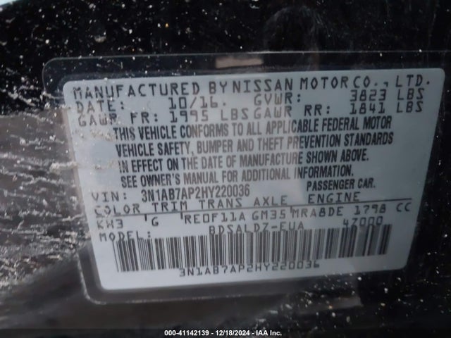 3N1AB7AP2HY220036 Nissan SENTRA SV