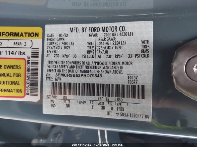 3FMCR9B63PRD79848 Ford Bronco Sport Big Bend