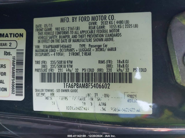 Ford Mustang V6 2015 1FA6P8AM8F5406602 Image 9