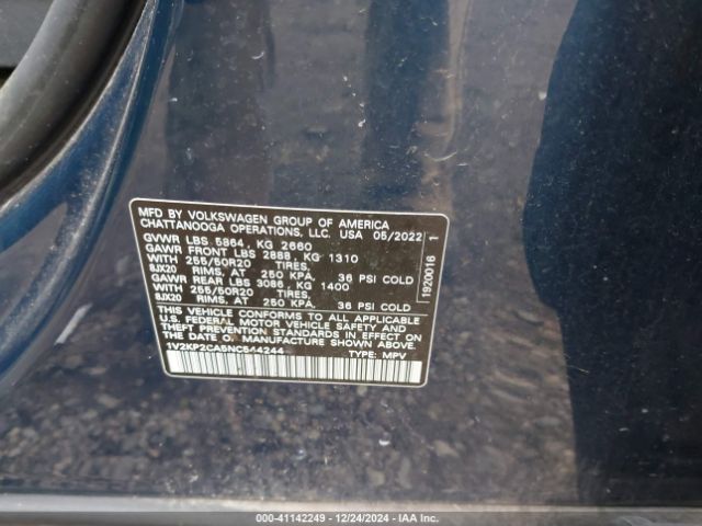 1V2KP2CA5NC544244 Volkswagen Atlas 2.0t Se W/technology