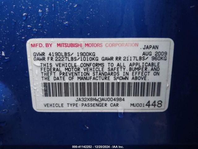 2010 MITSUBISHI LANCER SPORTBACK JA32X8HW3AU004984 Photo 8