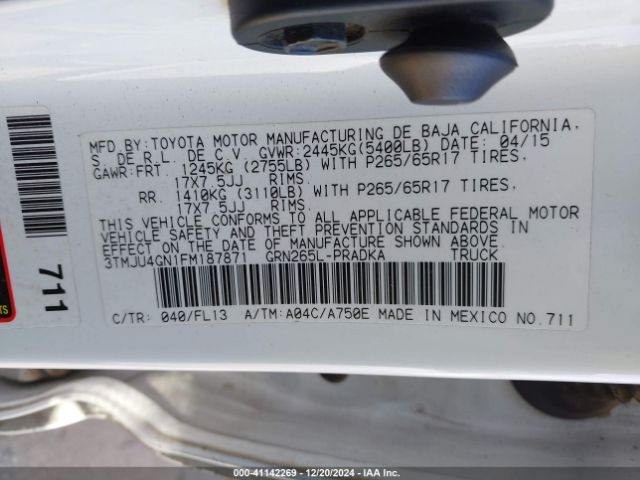 3TMJU4GN1FM187871 Toyota Tacoma Double Cab Prerunner