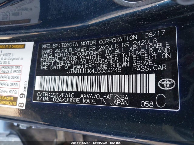 JTNB11HK4J3034245 Toyota CAMRY SE
