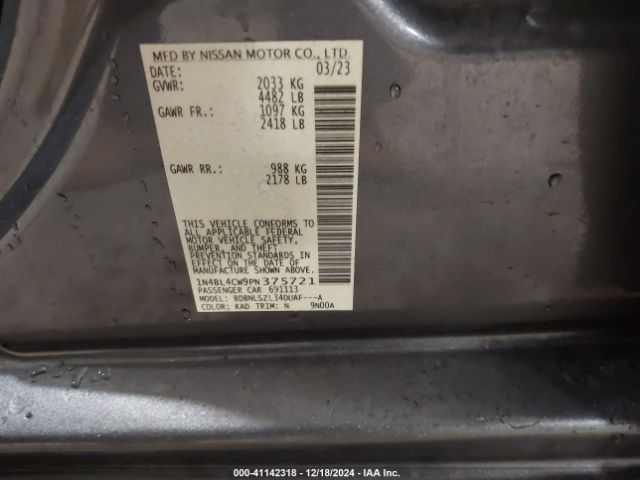 1N4BL4CW9PN375721 Nissan Altima Sr Intelligent Awd