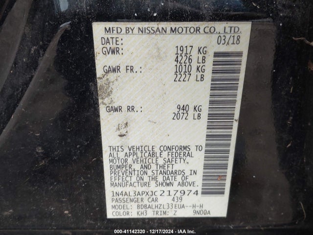 Nissan Altima 2.5 Sr 2018 1N4AL3APXJC217974 Image 9