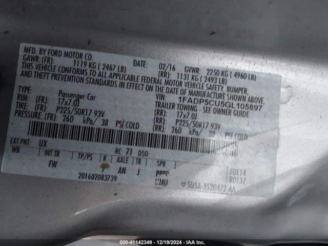 1FADP5CU5GL105897 Ford C-max Energi Sel