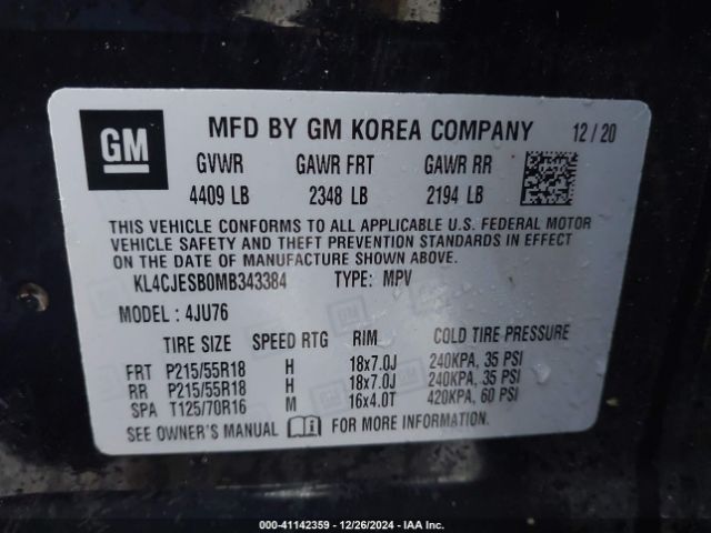 KL4CJESB0MB343384 Buick Encore Awd Preferred