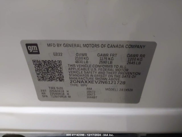 Chevrolet Equinox Awd Premier 2022 2GNAXXEV2N6121728 Image 9