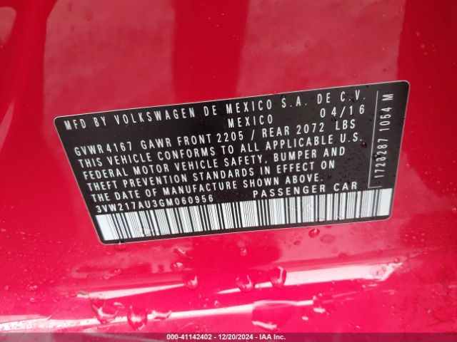 3VW217AU3GM060956 Volkswagen Golf Tsi S 4-door