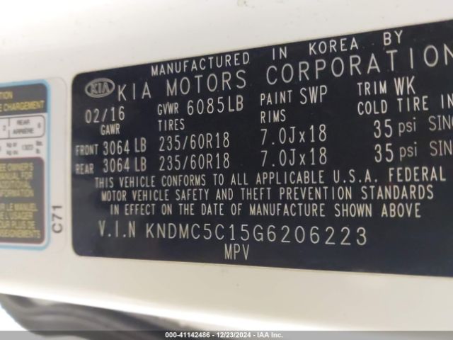 KNDMC5C15G6206223 KIA SEDONA EX