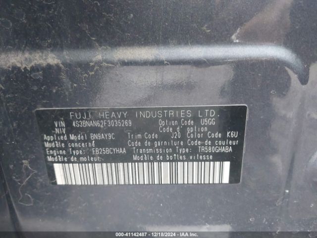 4S3BNAN62F3035269 Subaru Legacy 2.5i Limited