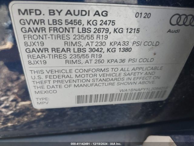 WA1BNAFY1L2054018 Audi Q5 Premium Plus 45 Tfsi Quattro S Tronic