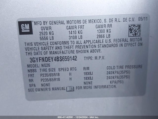 2011 CADILLAC SRX 3GYFNDEY4BS659142 Photo 8