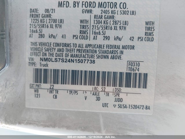 Ford Transit Connect Xl Cargo Van 2022 NM0LS7S24N1507738 Image 9