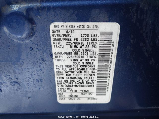 2019 NISSAN ROGUE JN8AT2MVXKW399064 Photo 8