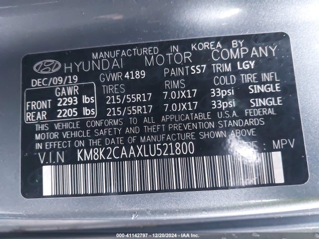 Hyundai Kona Sel 2020 KM8K2CAAXLU521800 Image 9
