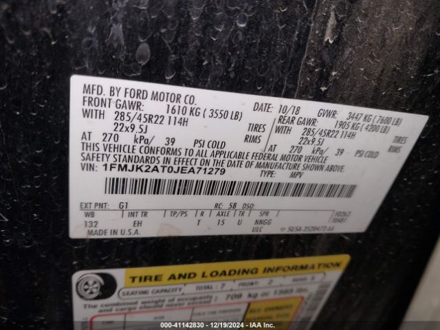 1FMJK2AT0JEA71279 Ford Expedition Max Limited