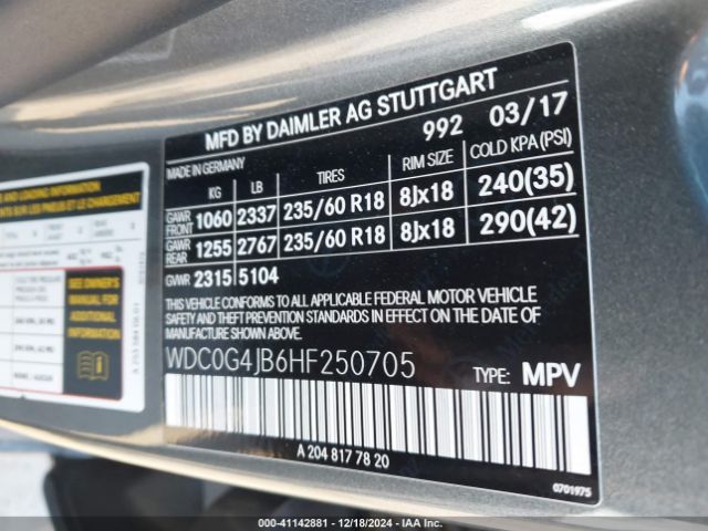 WDC0G4JB6HF250705 Mercedes-Benz GLC 300