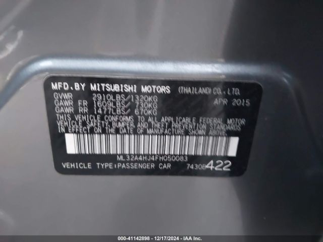 ML32A4HJ4FH050083 Mitsubishi Mirage Es/rf