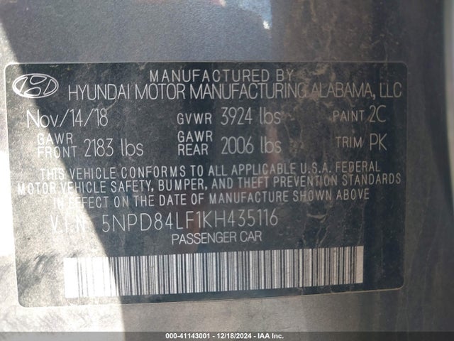 Hyundai Elantra 2019 5NPD84LF1KH435116 Image 22