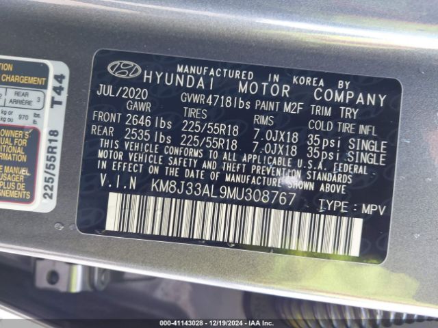 KM8J33AL9MU308767 Hyundai TUCSON SEL