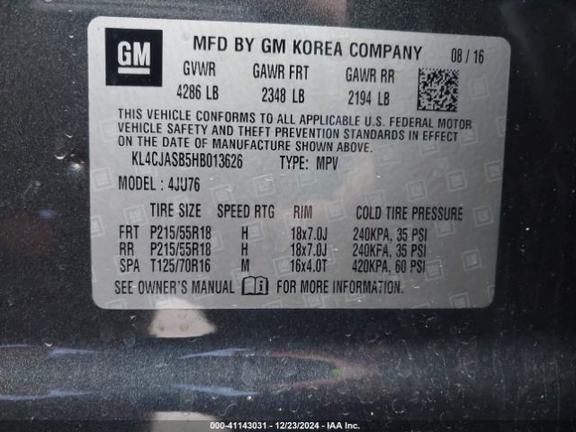 KL4CJASB5HB013626 Buick Encore Preferred