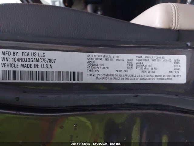 Dodge Durango Gt Plus Awd 2021 1C4RDJDG8MC757807 Image 9