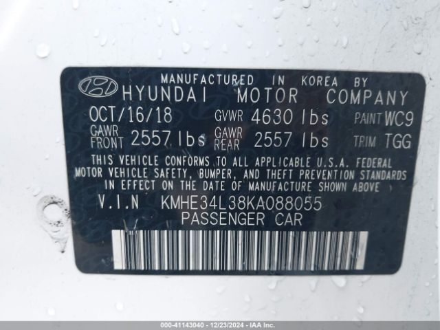 KMHE34L38KA088055 Hyundai Sonata Hybrid Limited