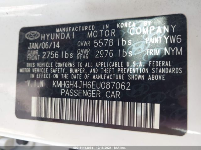 KMHGH4JH6EU087062 Hyundai Equus Signature