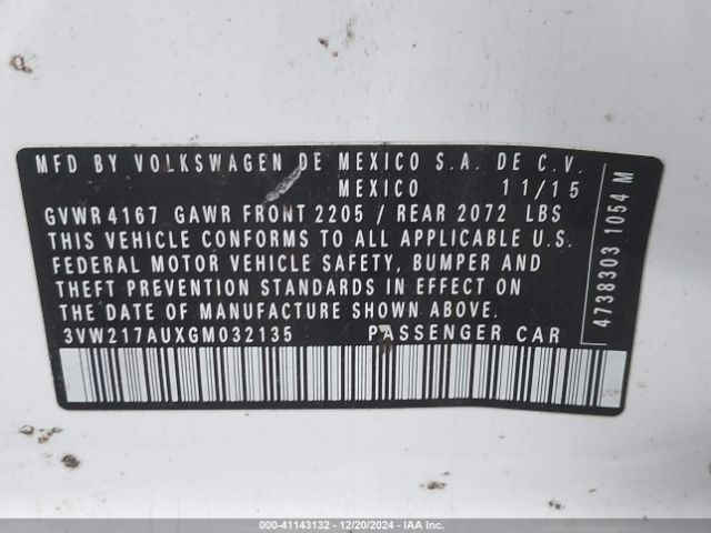 3VW217AUXGM032135 Volkswagen Golf Tsi S 4-door