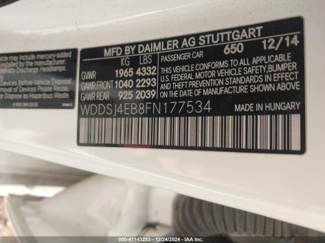 WDDSJ4EB8FN177534 Mercedes-Benz CLA 250