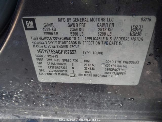 1GT12TE84GF187653 GMC Sierra 2500hd Slt