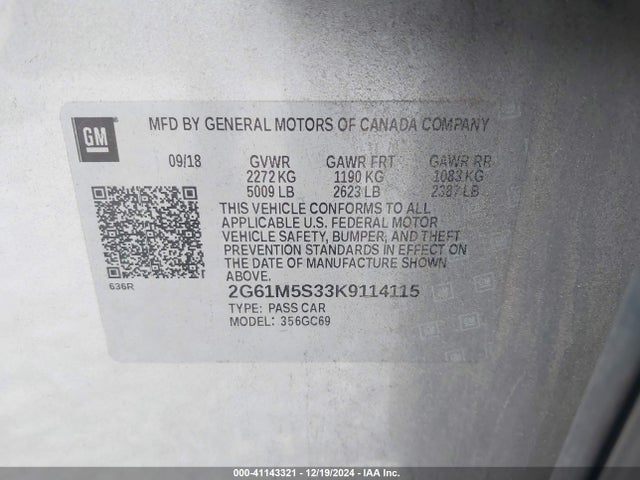 2019 CADILLAC XTS 2G61M5S33K9114115 Photo 8