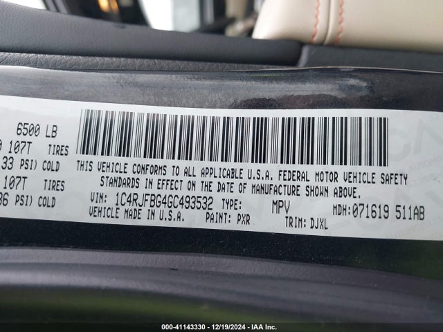 1C4RJFBG4GC493532 Jeep Grand Cherokee Limited 75th Anniversary