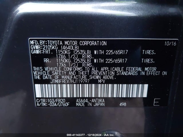 Toyota RAV4 LE 2017 JTMBFREV7HJ119797 Image 9