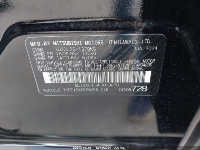 2024 MITSUBISHI MIRAGE ML32AUHJ9RH019870 Photo 8
