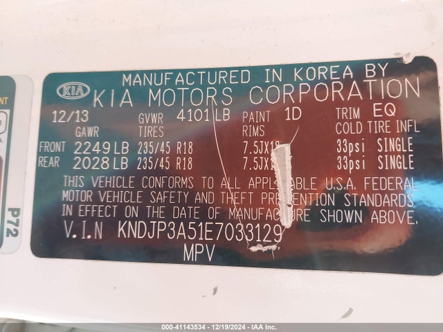 KIA SOUL + 2014 KNDJP3A51E7033129 Image 9