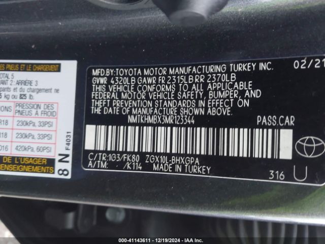 NMTKHMBX3MR123344 Toyota C-HR XLE