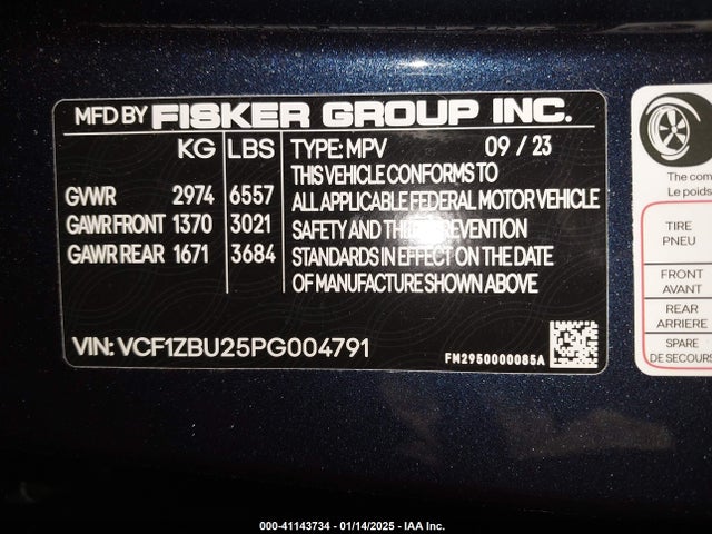 Fisker Ocean One 2023 VCF1ZBU25PG004791 Image 9