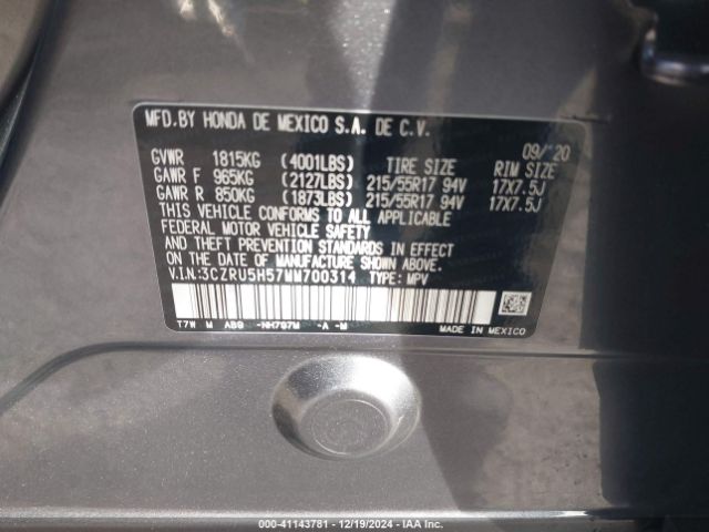3CZRU5H57MM700314 Honda Hr-v 2wd Ex