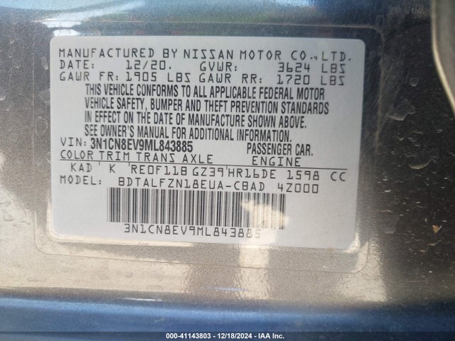 Nissan Versa Sv Xtronic Cvt 2021 3N1CN8EV9ML843885 Image 9